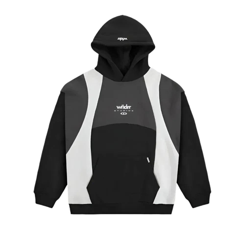 WNDRR Framed Panel Hood Sweat - Black / Oyster