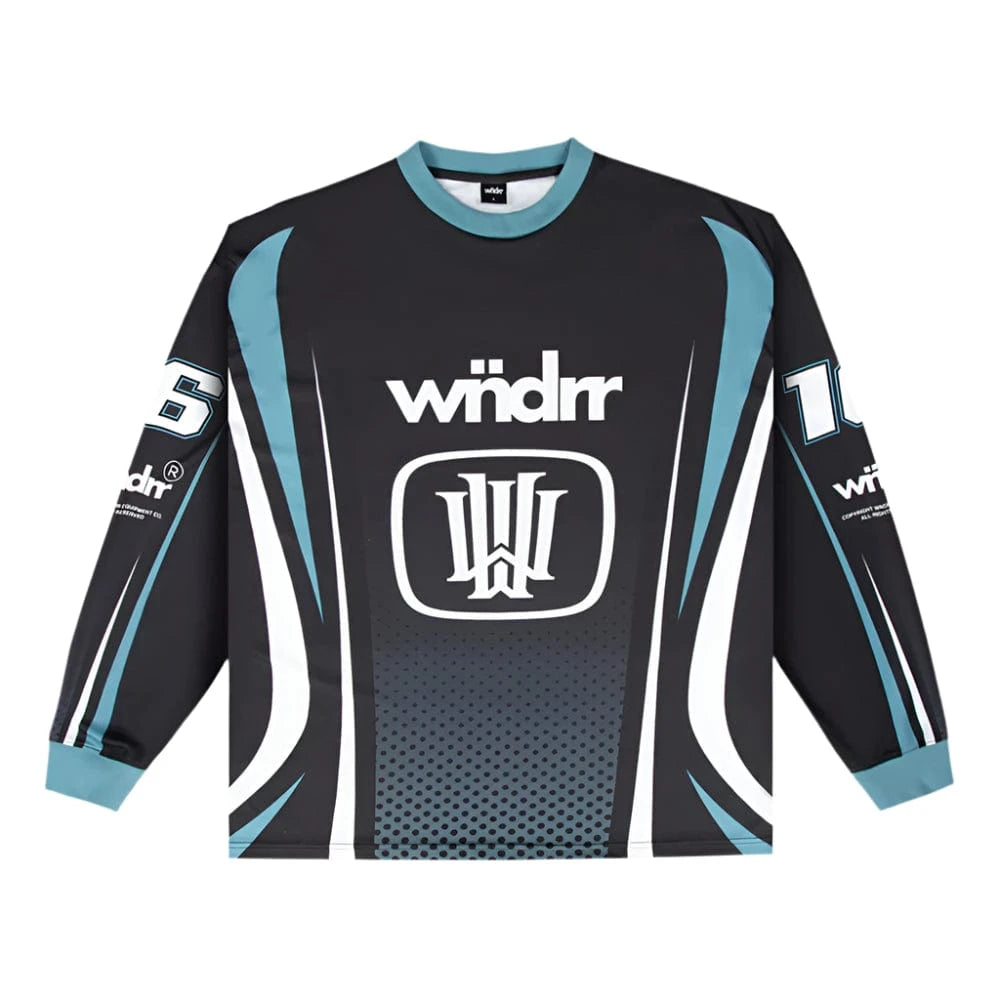 WNDRR Hondo Moto Jersey - Black / Dusk Blue