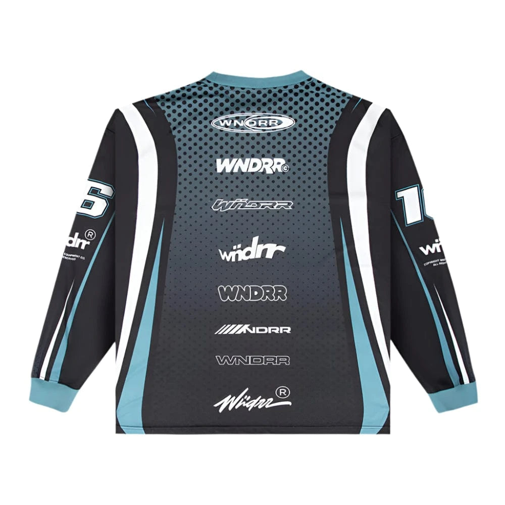WNDRR Hondo Moto Jersey - Black / Dusk Blue