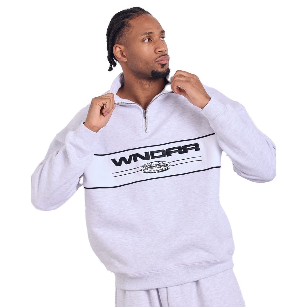 WNDRR Maison 1/4 Zip Sweat - White Marle
