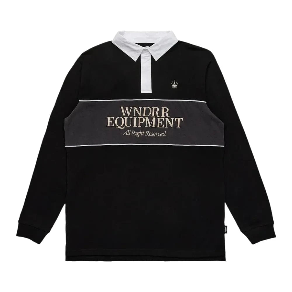 WNDRR Regal Panel Rugby Polo - Black