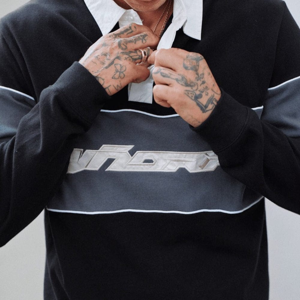 WNDRR Rothman Panel Rugby Top - Black / Grey
