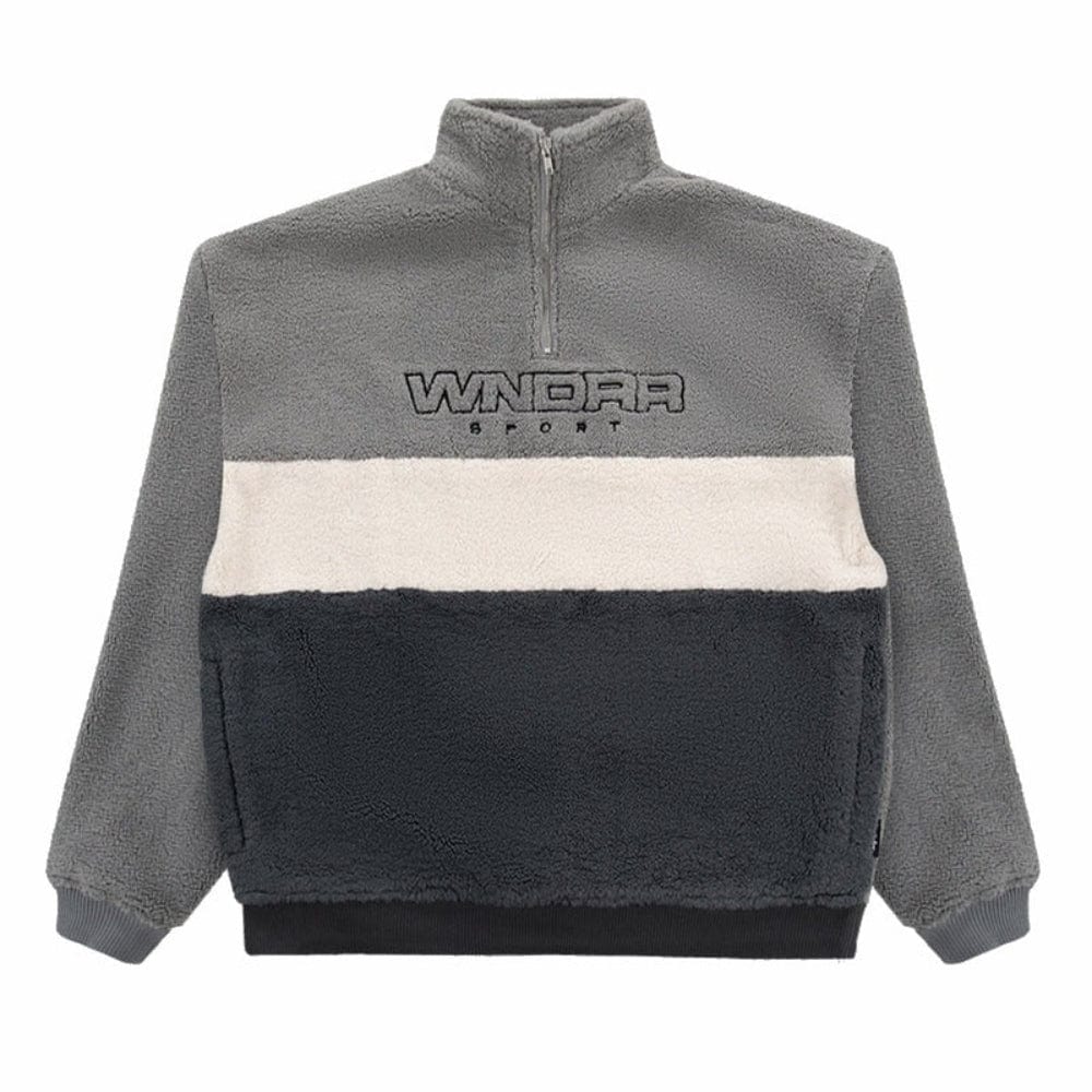 WNDRR Starter 1/4 Zip Polar Fleece Sweat - Grey / Black