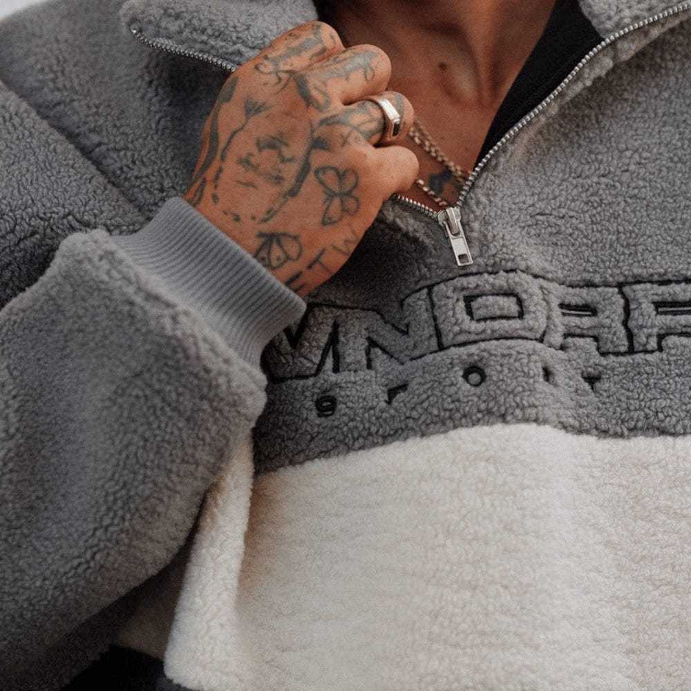 WNDRR Starter 1/4 Zip Polar Fleece Sweat - Grey / Black