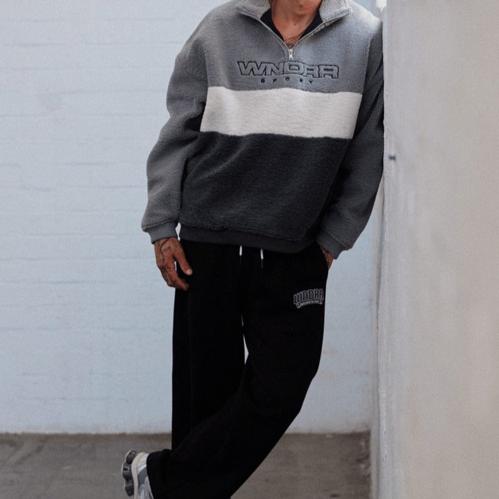WNDRR Starter 1/4 Zip Polar Fleece Sweat - Grey / Black