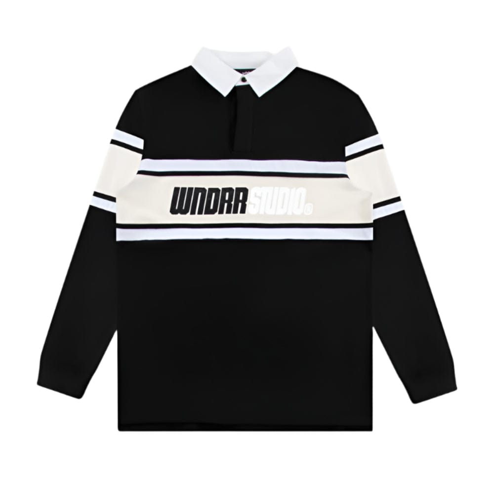WNDRR Studio Panel Rugby Polo - Faded Black