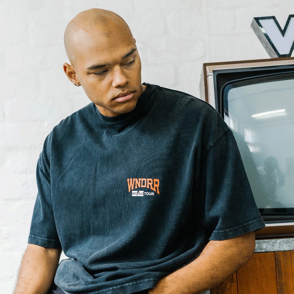 WNDRR World Tour Heavy Weight Tee - Washed Black