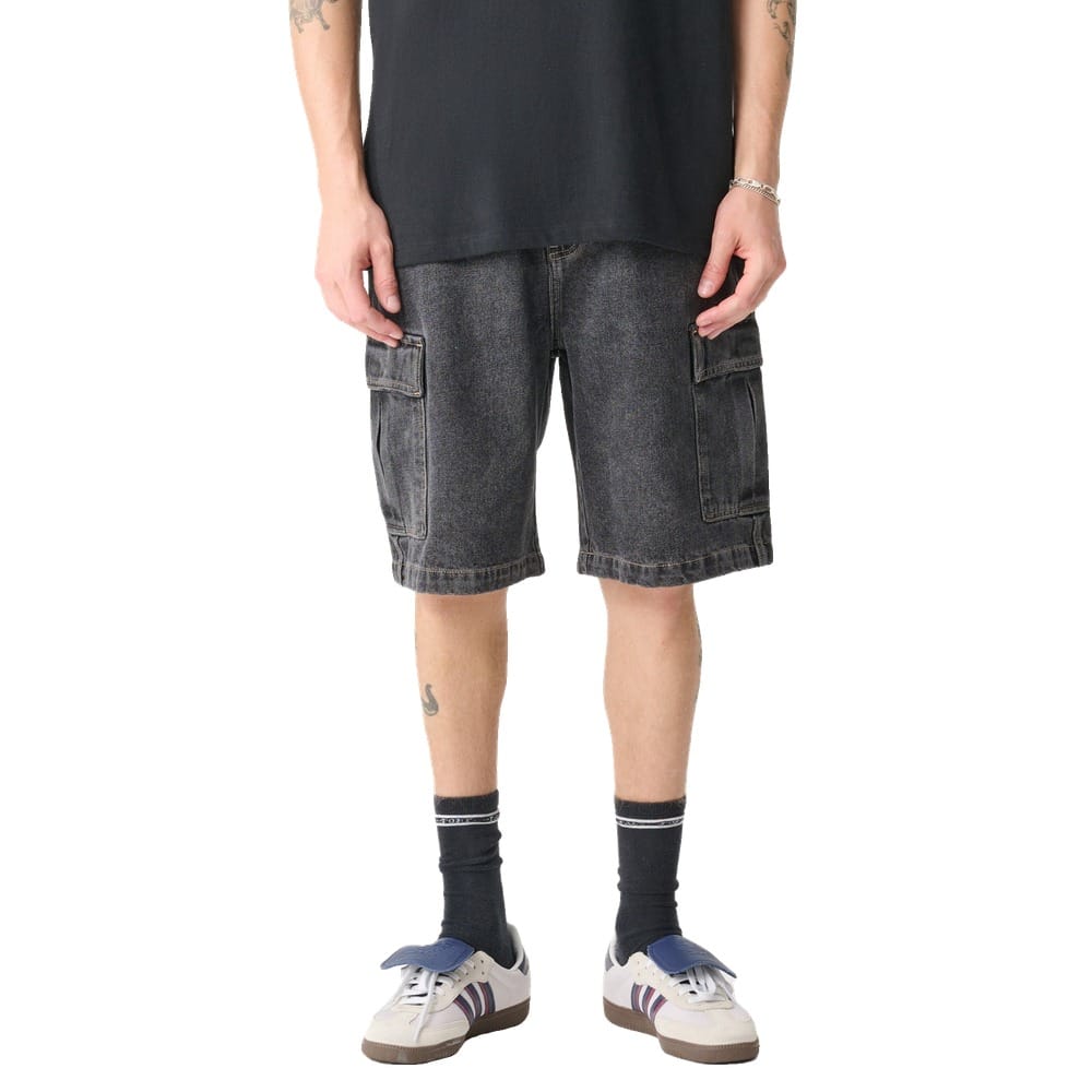 XLarge Baggy Cargo Denim Short - Washed Black