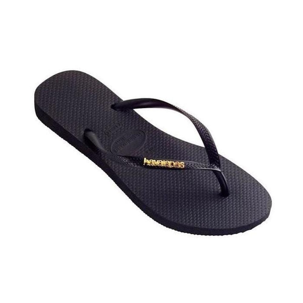 Havaianas Womens Slim Metal Logo - Black / Gold