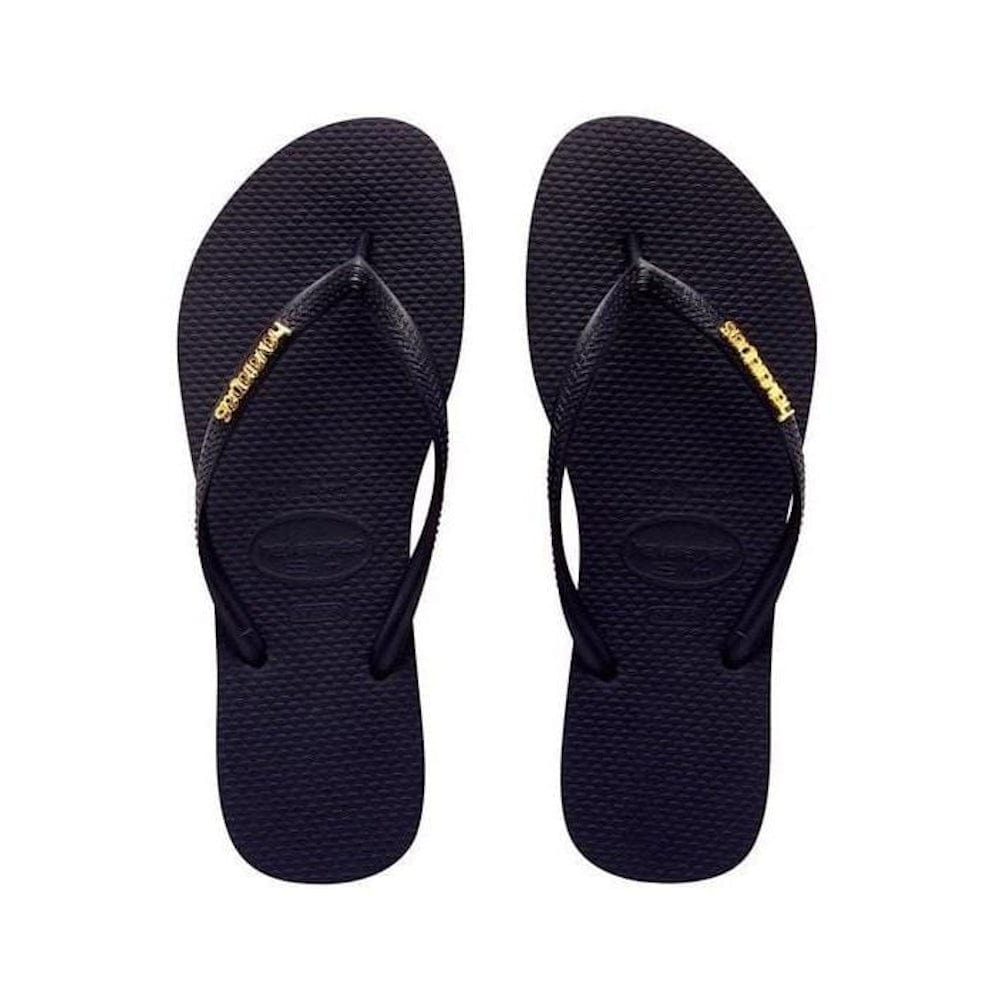 Havaianas Womens Slim Metal Logo - Black / Gold