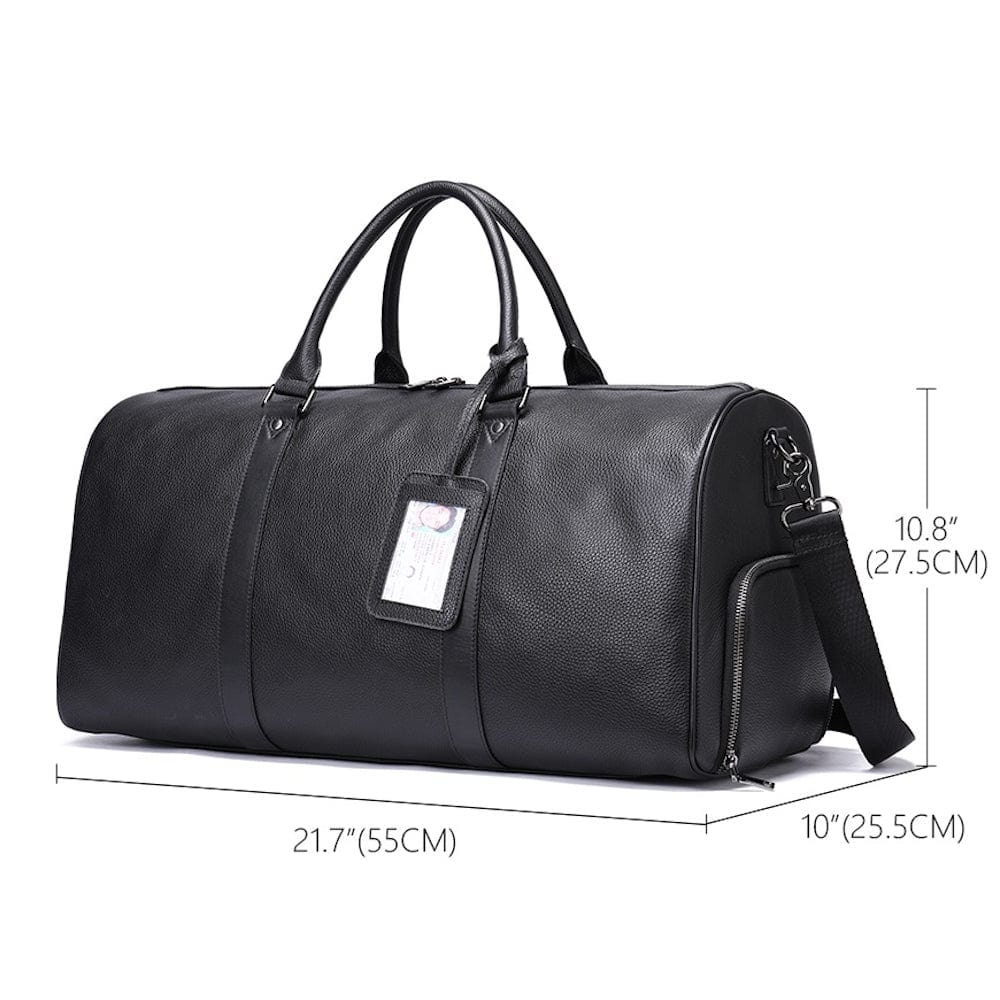 Genuine Leather Deluxe Duffle Bag 6020 - Black