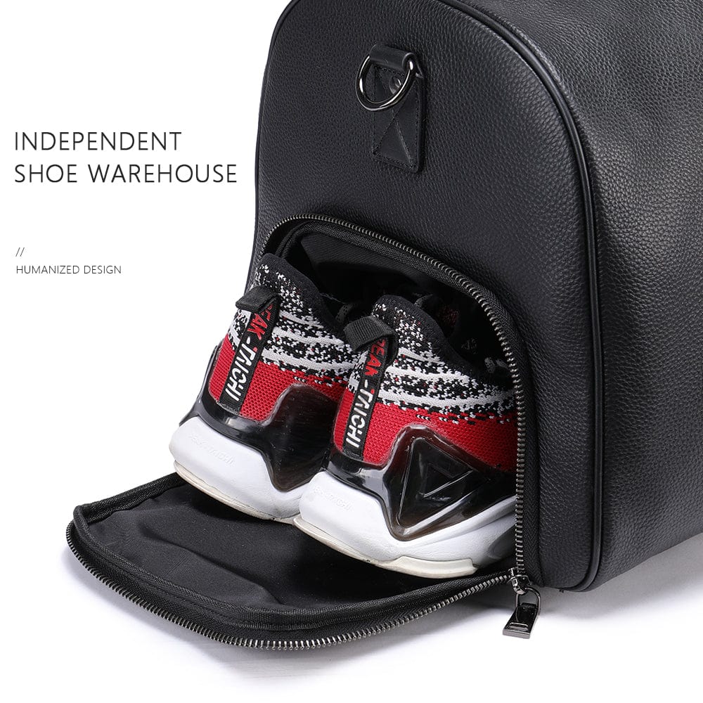 Genuine Leather Deluxe Duffle Bag 6020 - Black