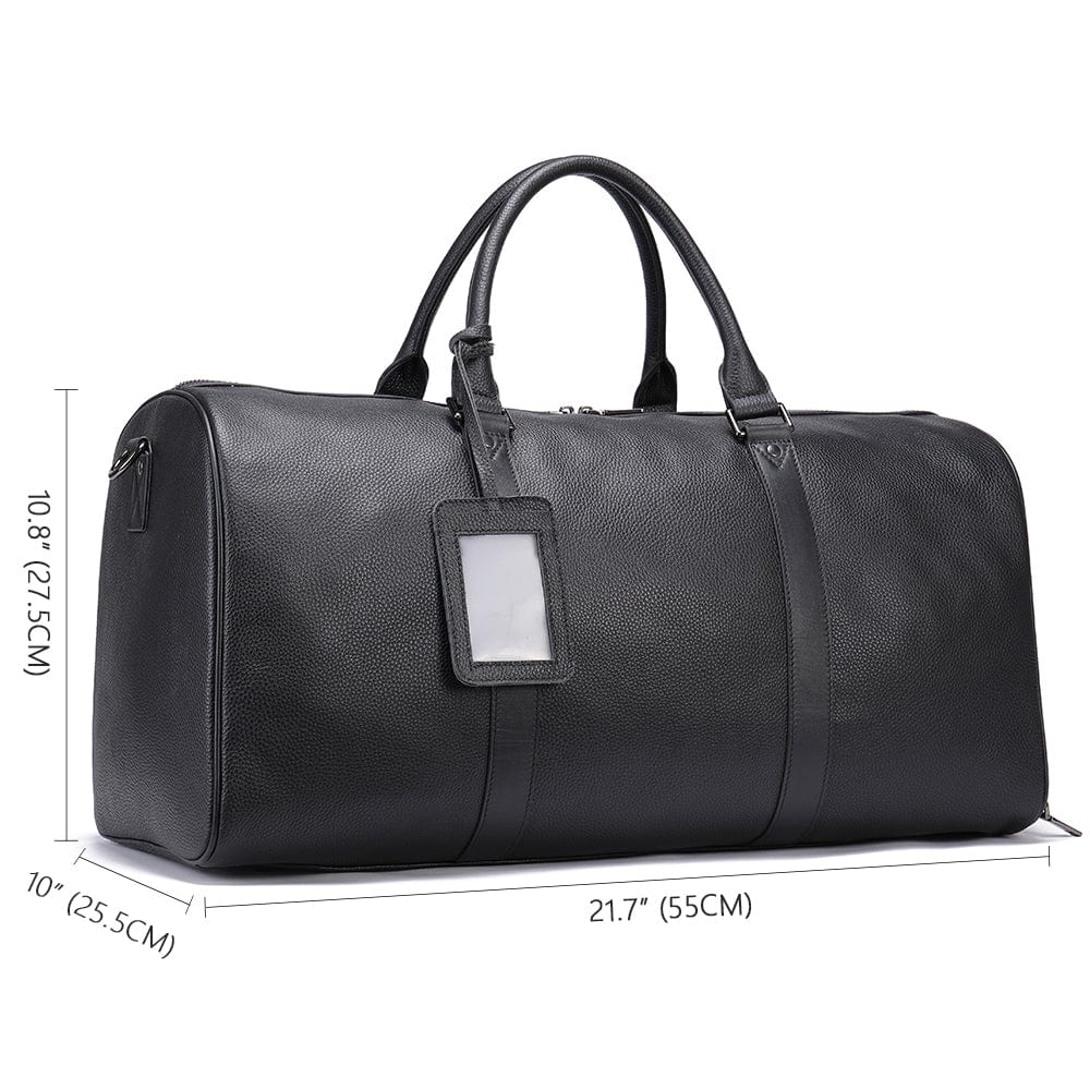 Genuine Leather Deluxe Duffle Bag 6020 - Black