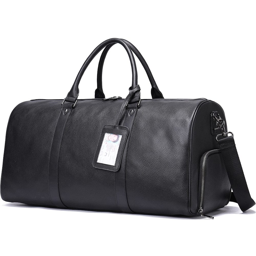 Genuine Leather Deluxe Duffle Bag 6020 - Black