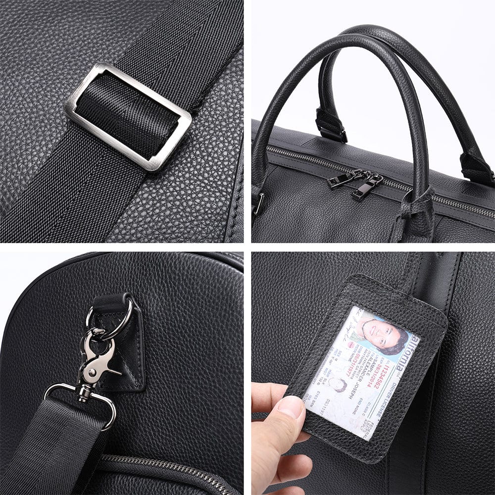 Genuine Leather Deluxe Duffle Bag 6020 - Black