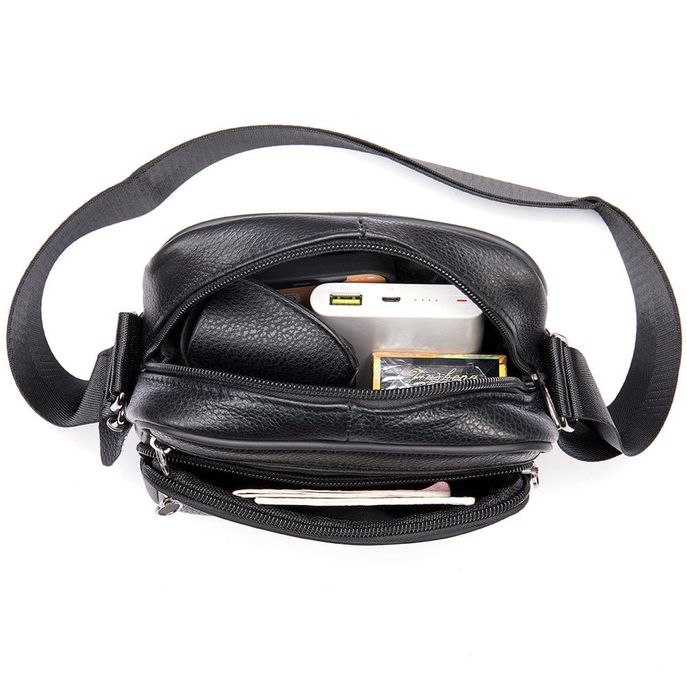 Genuine Leather Side Bag 0505 - Black