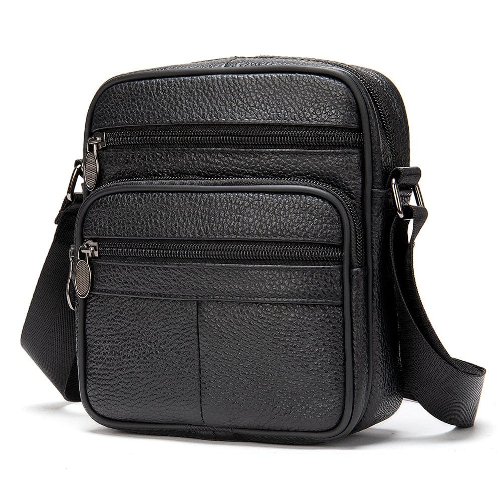 Genuine Leather Side Bag 0505 - Black